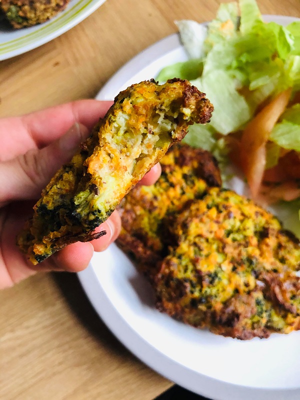 Easy Healthy Broccoli Fritters With Vegan Spiced 'Cheddar' Dip