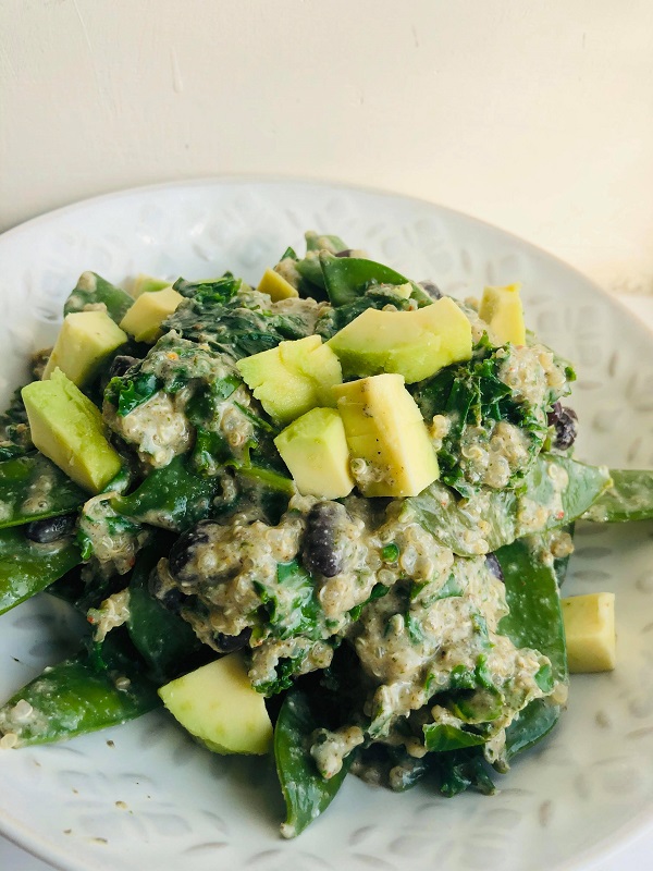 Easy Healthy Vegan Creamy Kale & Quinoa Salad