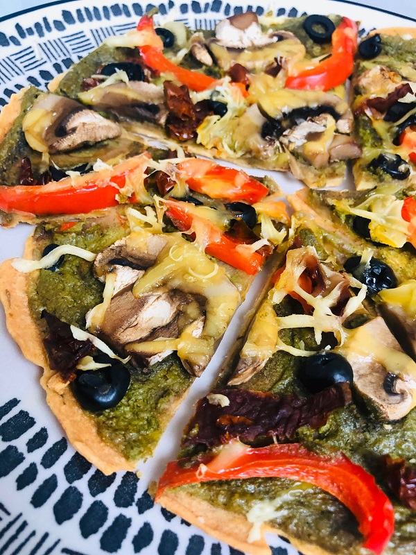 Easy Gluten-Free Healthy Vegan Pesto Pizza