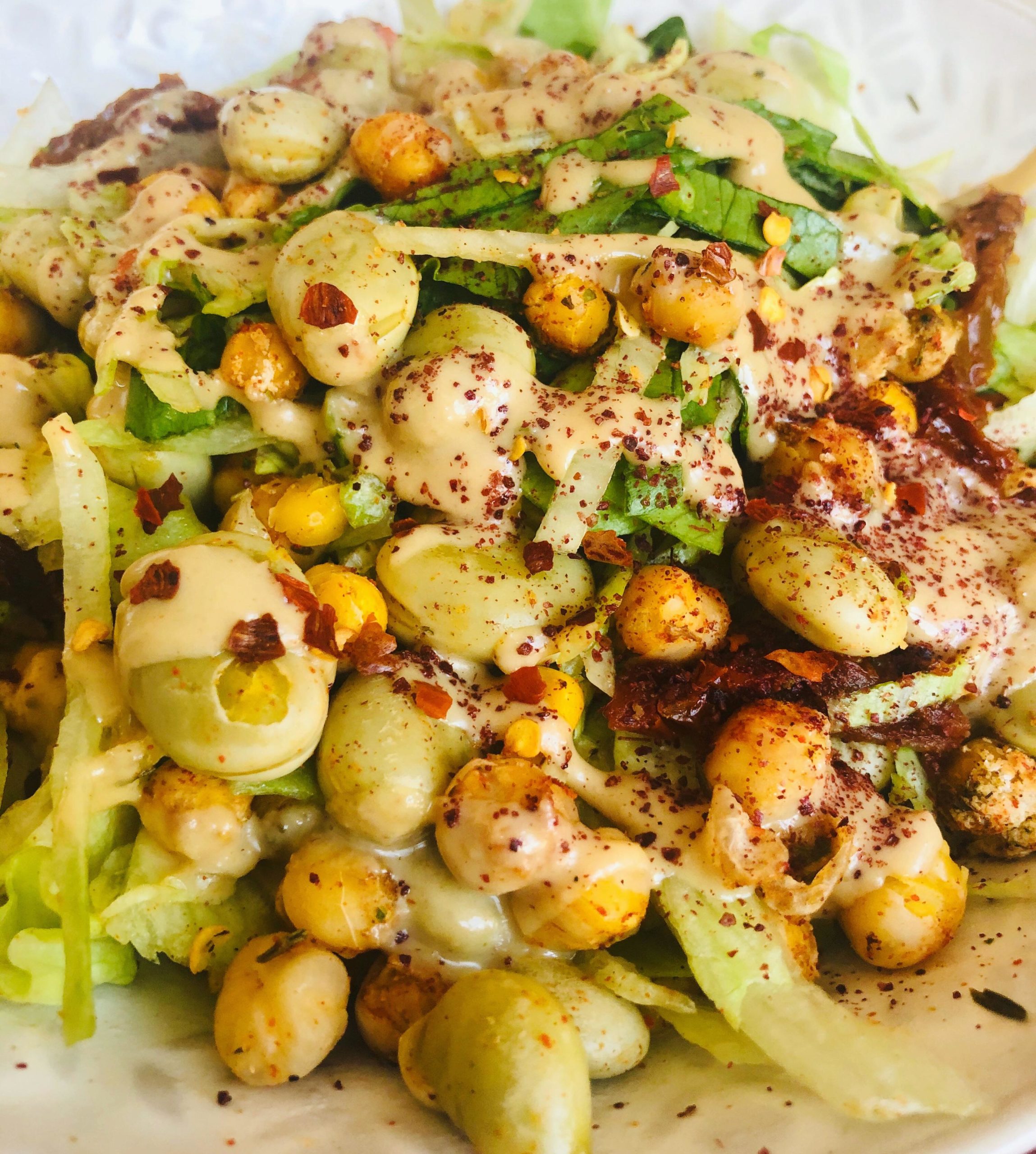Easy Healthy Crispy Chickpea Broad Bean Salad