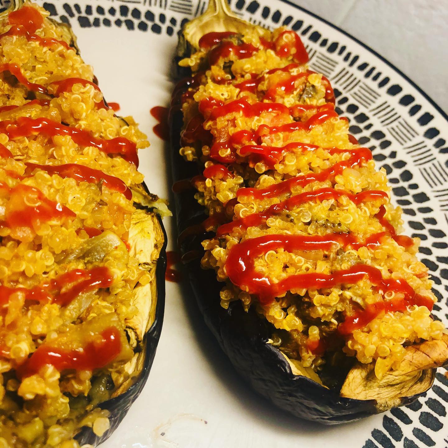 Easy Mediterranean Quinoa Stuffed Eggplant