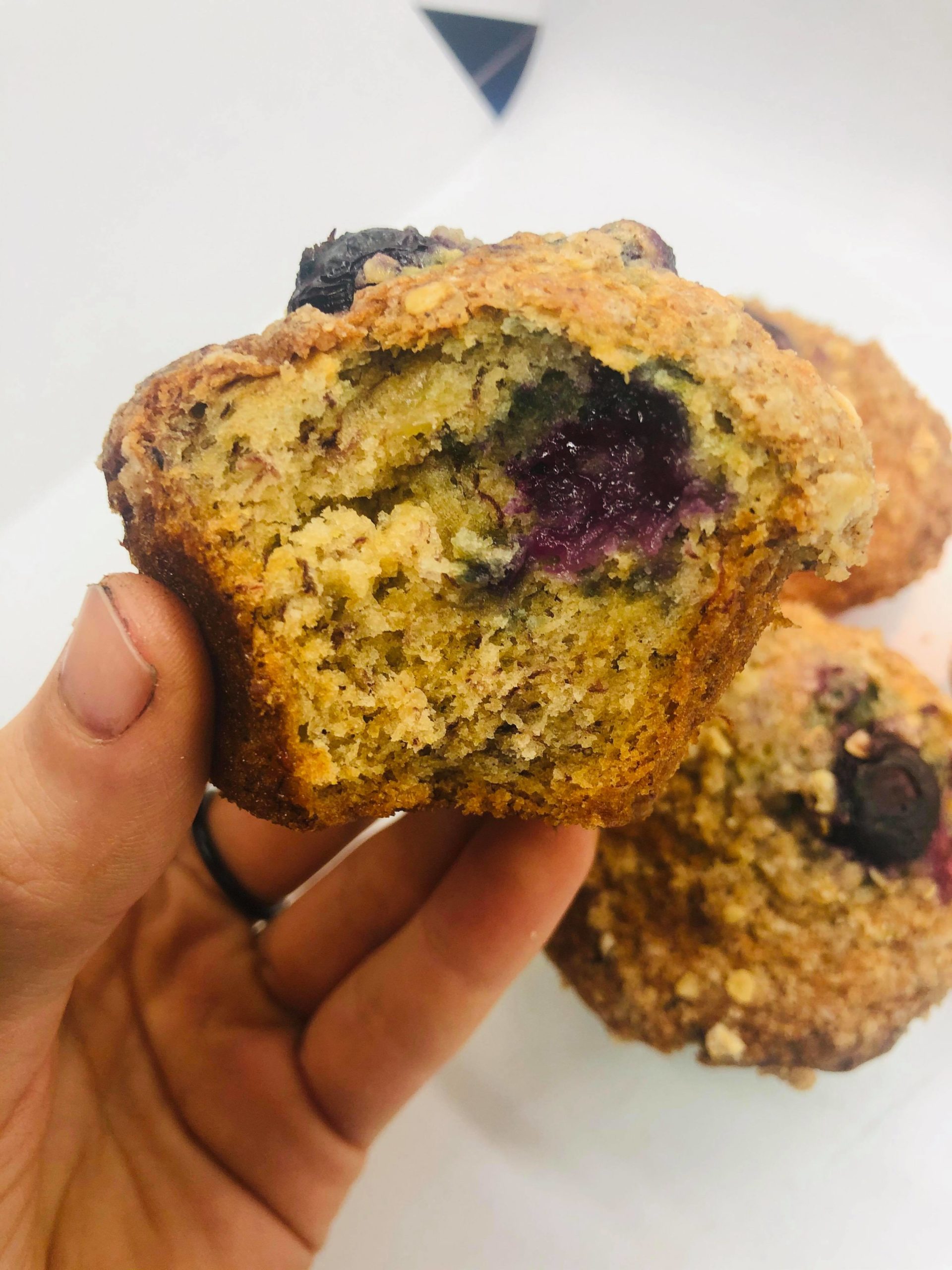 Easy Vegan Banana Blueberry Crumb Muffins