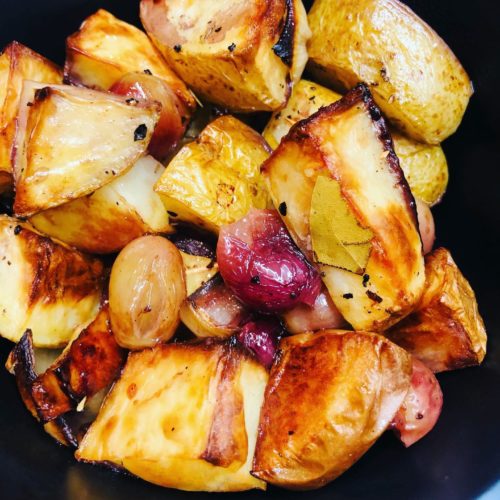 Red Wine Roasted Potatoes With Grapes