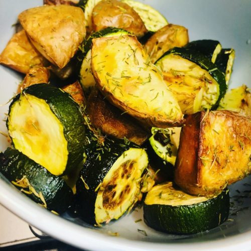 Oil-Free Roasted Potatoes With Zucchini