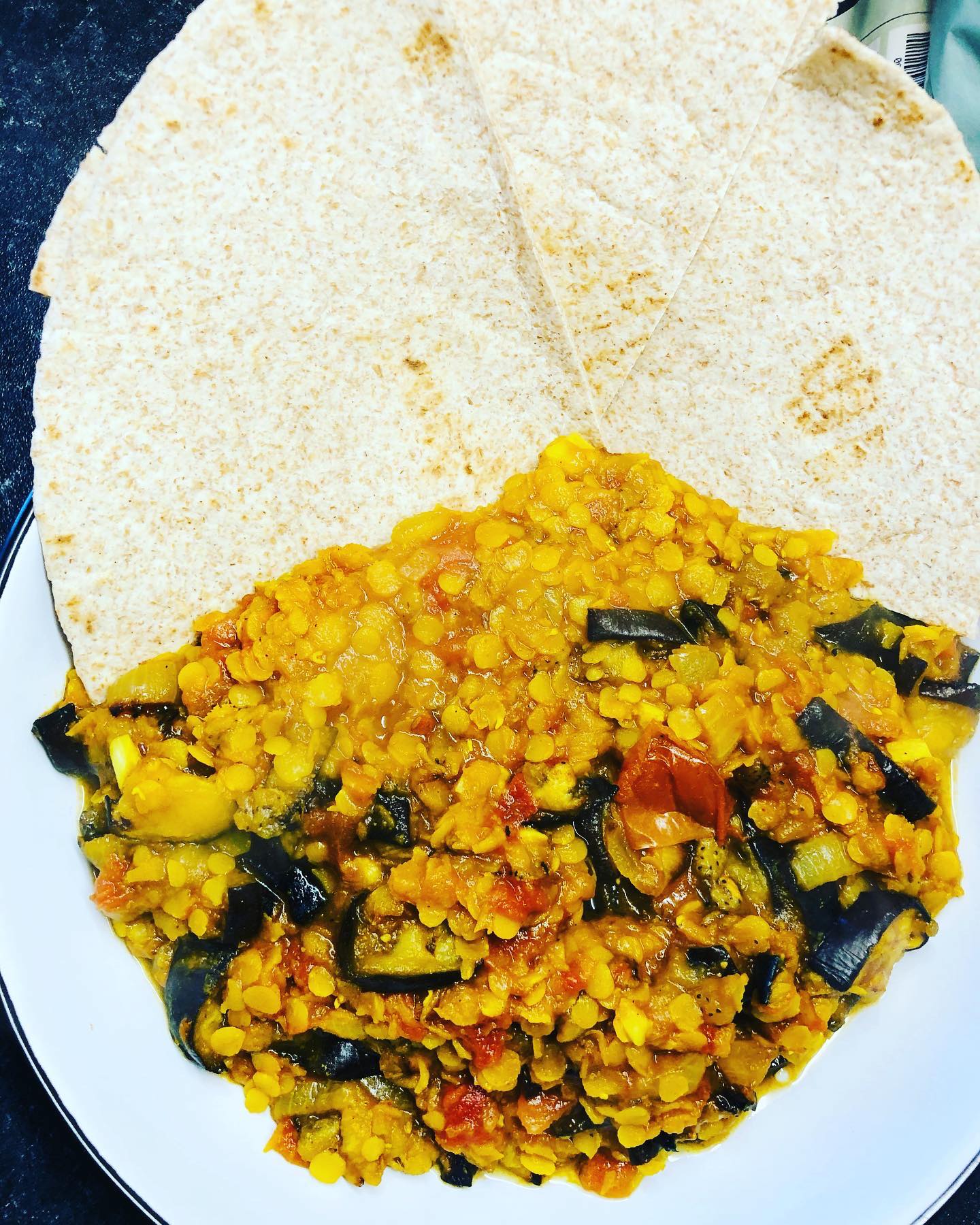 Oil-Free Red Lentil Eggplant Curry