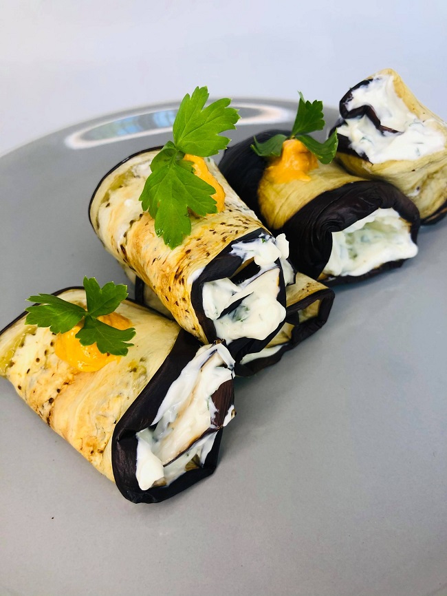 Vegan Eggplant Cream Cheese Stuffed Rolls