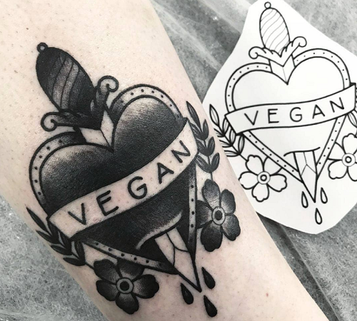 Vegan Heart Tattoo